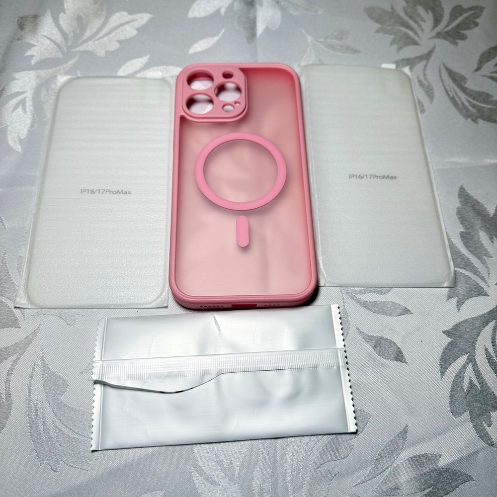 Capraro Pink MagSafe Case for iPhone 16 17 Pro Max with 2 Screen Protectors